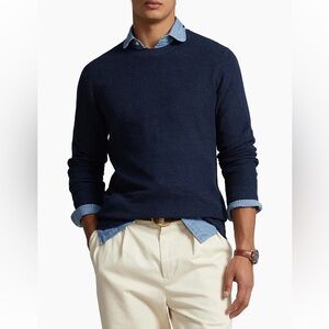 Polo by Ralph Lauren Linen Knit Crewneck Navy Sweater Mens L $248